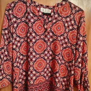 Vintage Pink Rose Womens M High Low Blouse